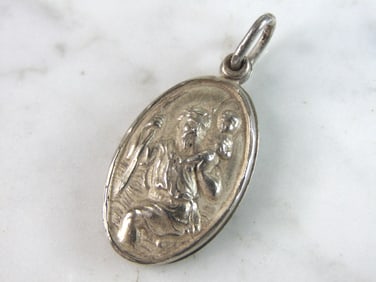 Vintage Estate Sterling Silver Religious Saint Charm Pendant