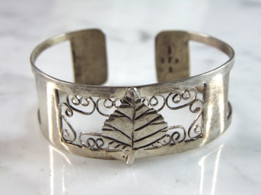 Womens Vintage Estate Sterling Silver Modernist Cuff Bracelet