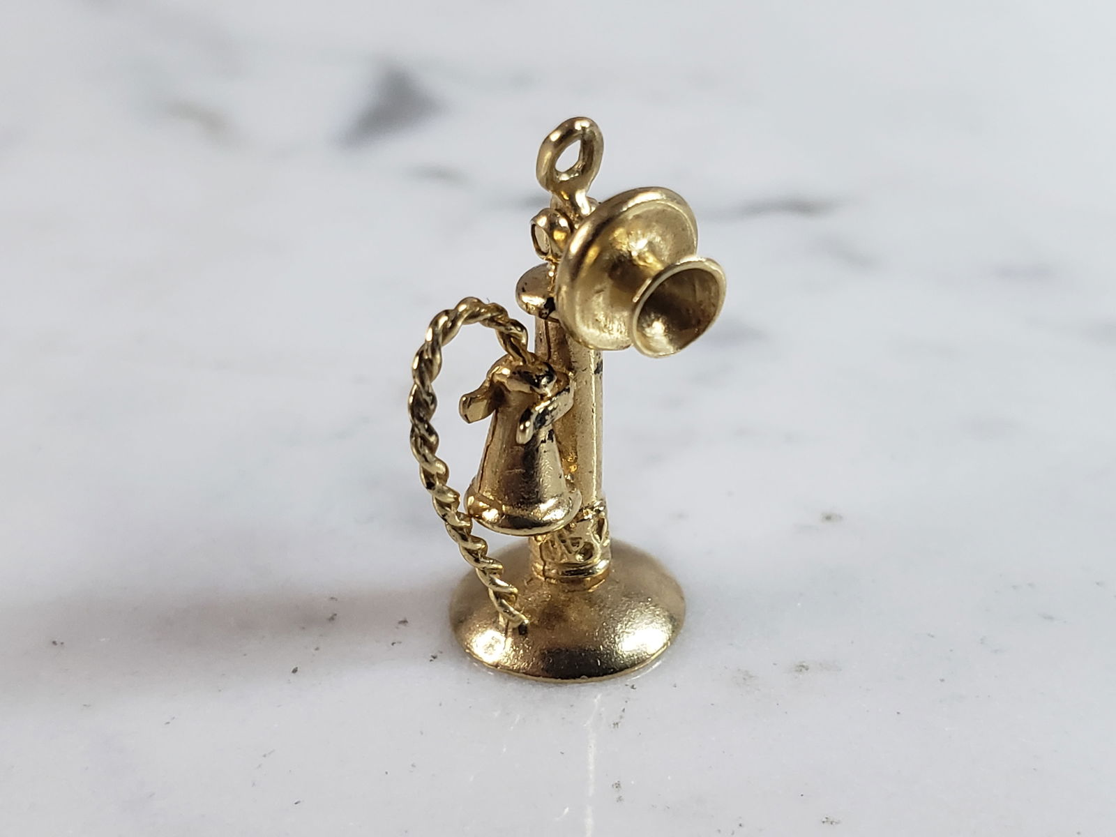 Womens Vintage Estate 14k Gold Candlestick Phone Pendant Charm Bracelet (1 of 5)