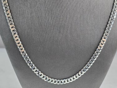 Mens Sterling Silver Chain Link Italian Necklace