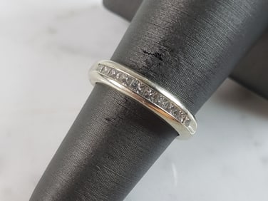 Womens Vintage Estate 14k White Gold Diamond Ring