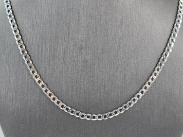 Mens Sterling Silver Italian Chain Link Necklace