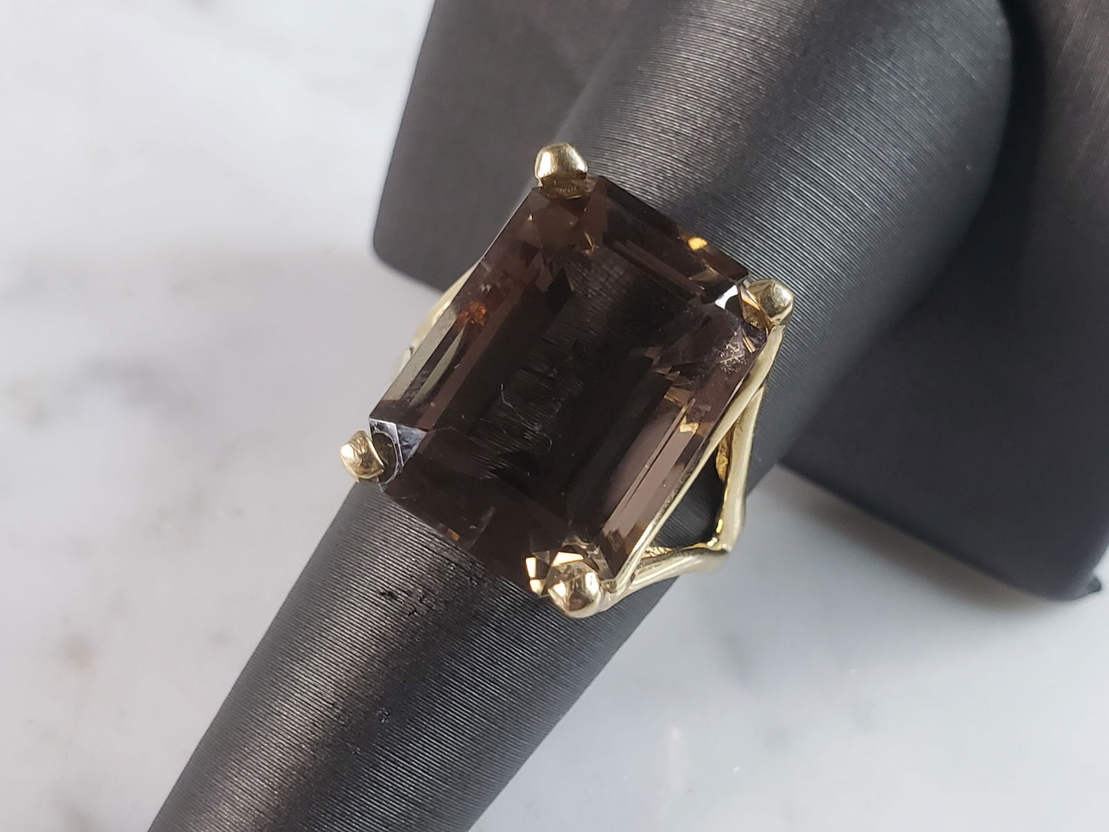 Womens Vintage Estate 14k Yellow Gold Smoky Quartz Ring (1 of 5)
