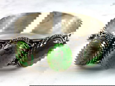 Womens Vintage Estate Sterling Silver Modernist Cuff Bracelet