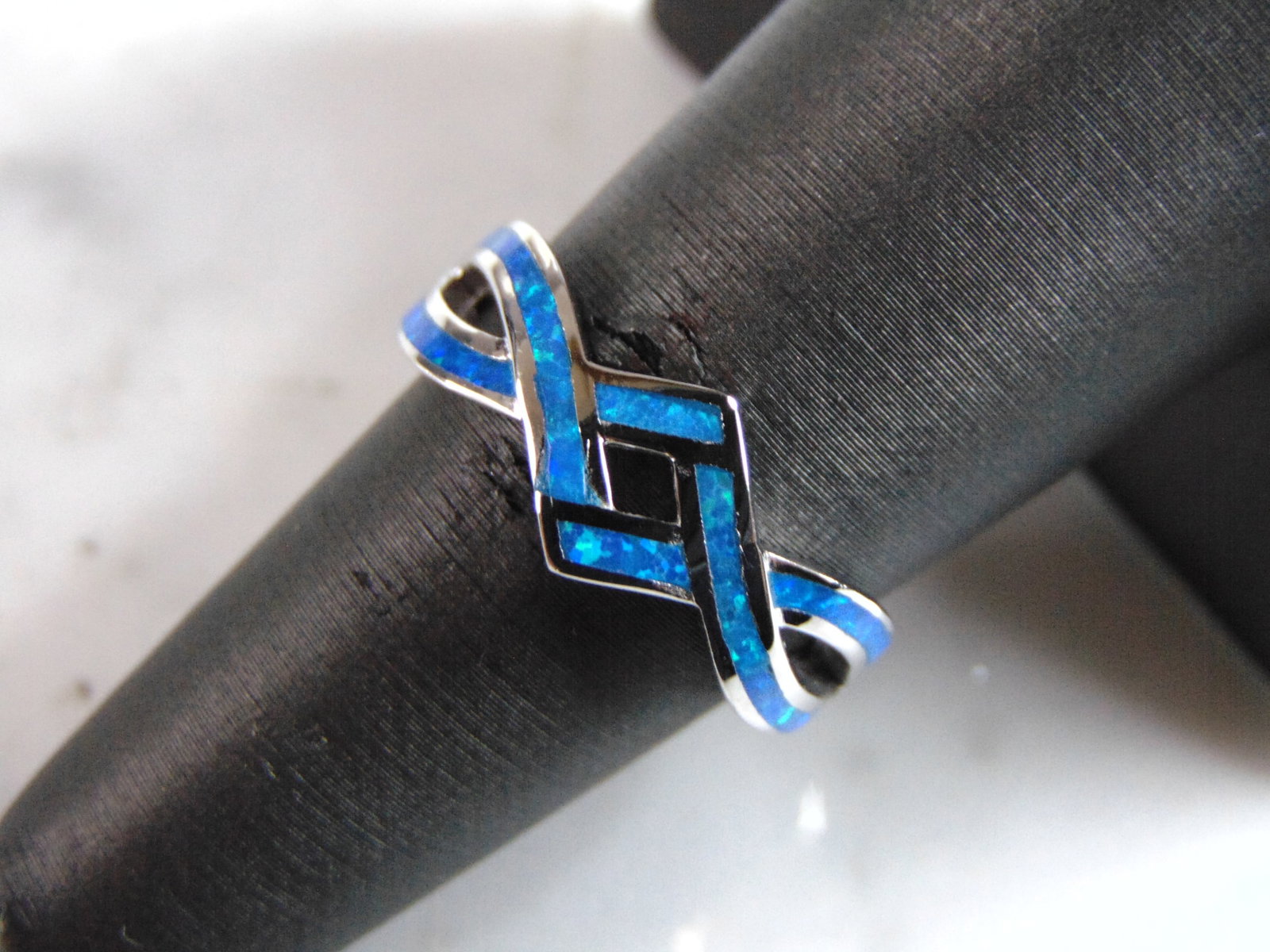 Womens Sterling Silver Modernist Opal Ring (1 of 5)