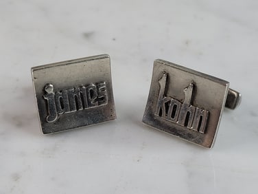Mens Vintage Estate Sterling Silver James Kohn Cufflinks