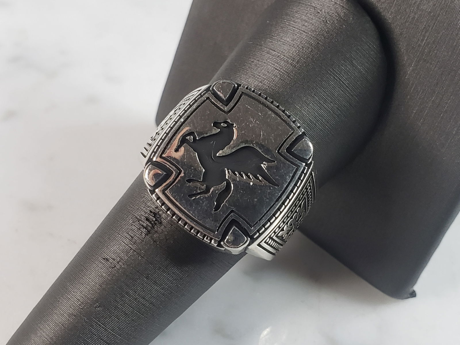 Mens Sterling Silver Pegasus Ring (1 of 5)