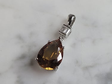 Womens  Estate Sterling Silver Citrine Pendant