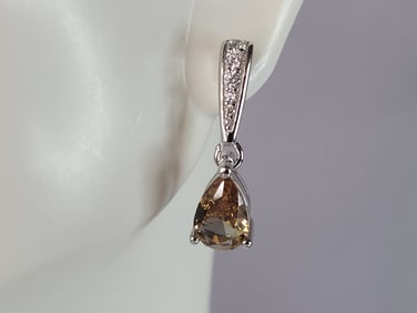 Womens Estate Sterling Silver Citrine Dangle Earrings