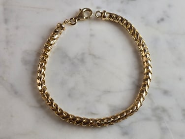 Womens Vintage Estate 14K Yellow Gold Modernist Italian Bracelet