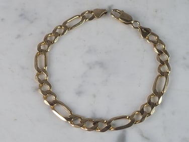 Mens Vintage Estate 14K Yellow Gold Italian Chain Link Bracelet