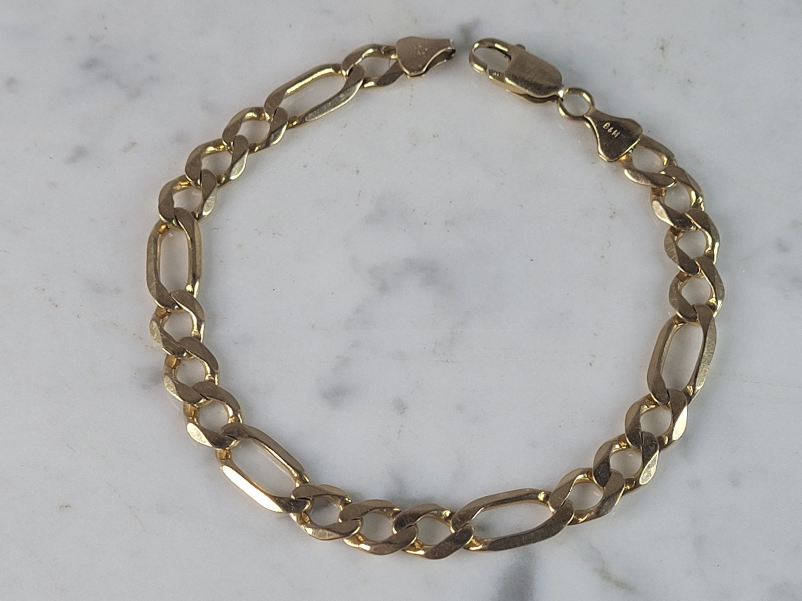 Mens Vintage Estate 14K Yellow Gold Italian Chain Link Bracelet (1 of 5)