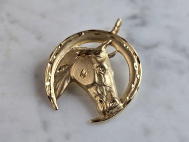 Womens Vintage Estate 14K Yellow Gold Michael Anthony Horse Pendant