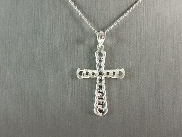 Womens Sterling Silver Religious Cross Pendant Necklace