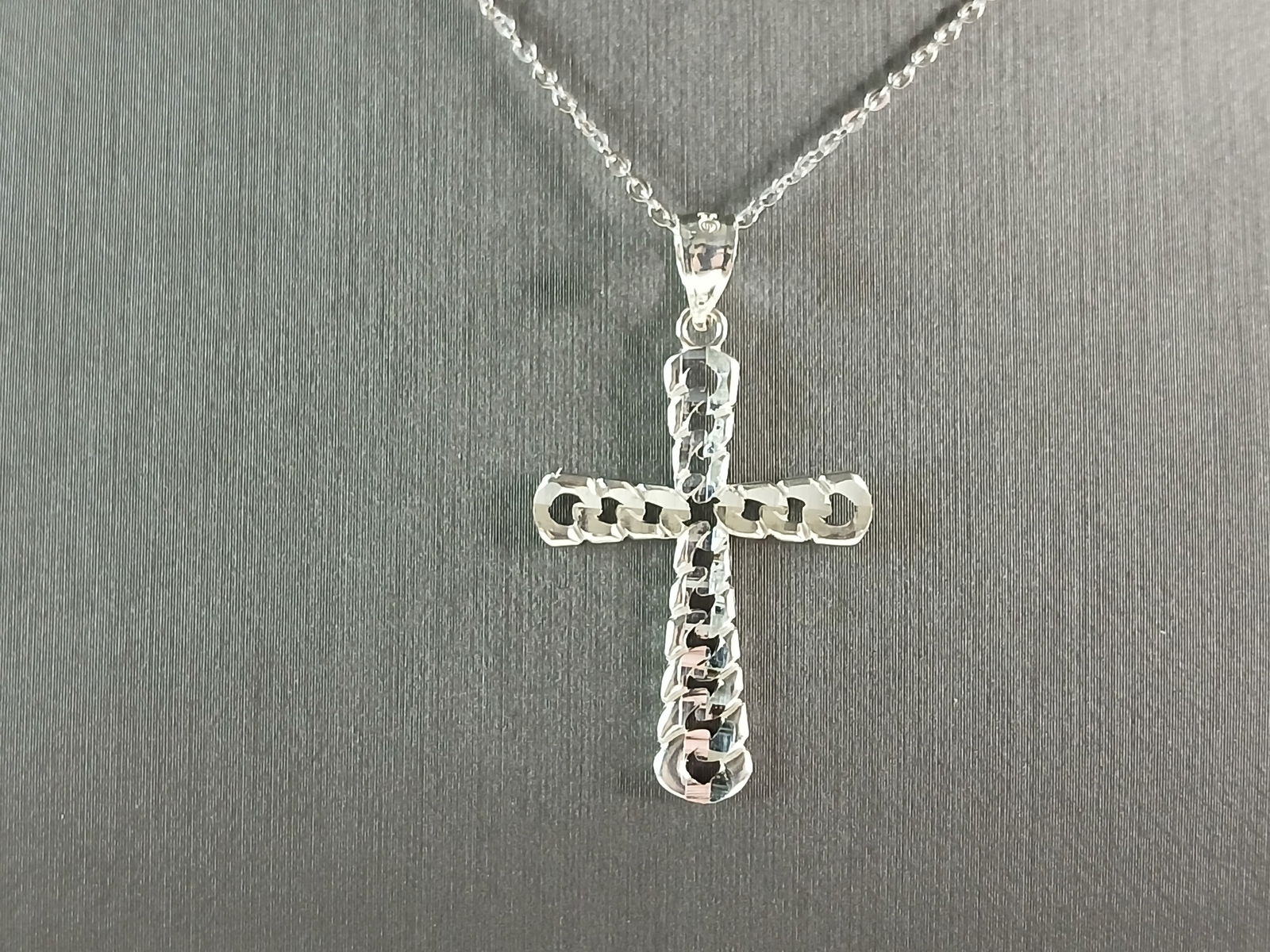 Womens Sterling Silver Religious Cross Pendant Necklace (1 of 4)