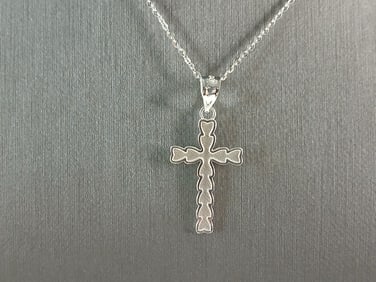 Womens Sterling Silver Religious Cross Pendant Necklace