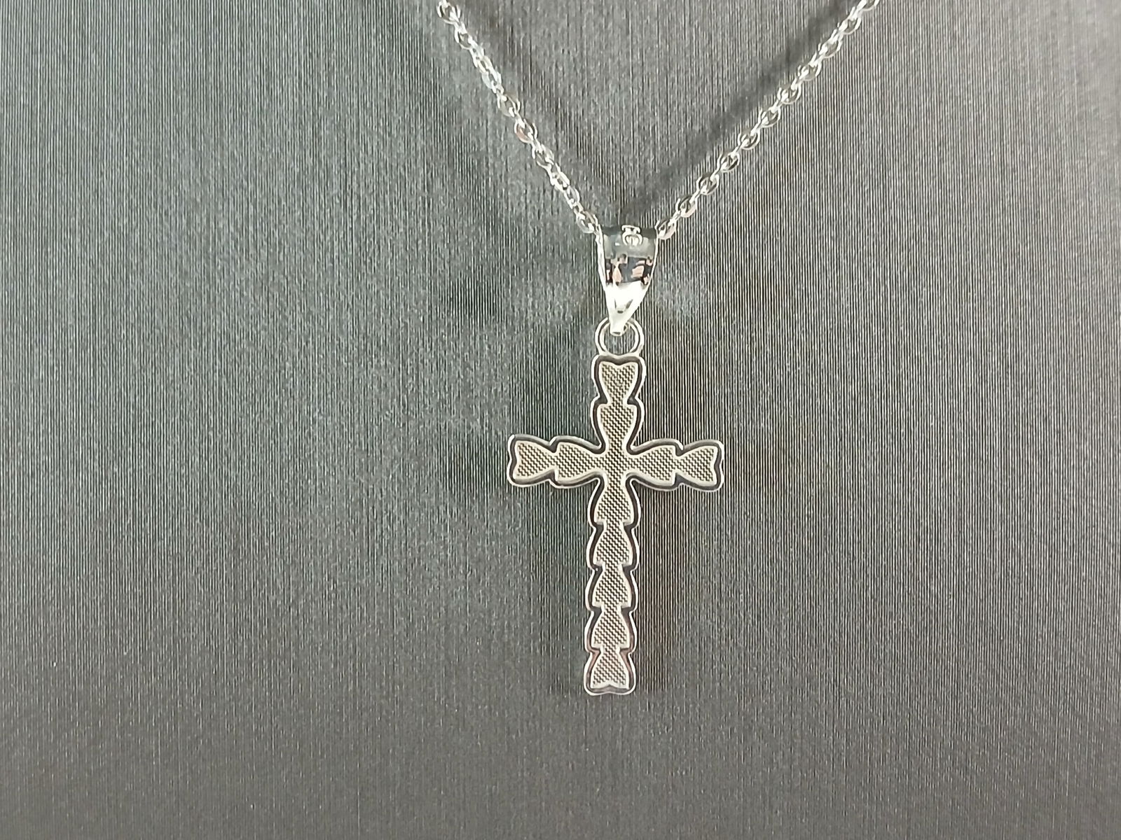 Womens Sterling Silver Religious Cross Pendant Necklace (1 of 4)