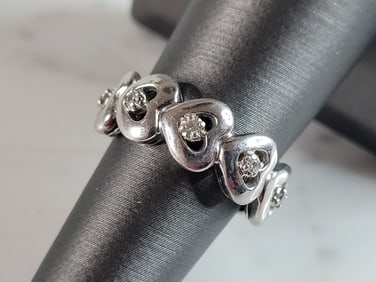 Womens Vintage Estate Sterling Silver Heart Ring