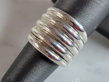 Womens Vintage Estate Sterling Silver Modernist Ring