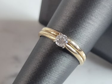 Womens Vintage Estate 14K Yellow Gold Diamond Ring