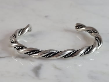 Womens Vintage Estate Sterling Silver Cuff Bracelet
