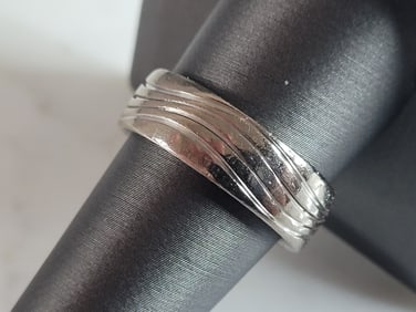 Mens Vintage Estate 14K White Gold Christian Bauer Wedding Band Ring
