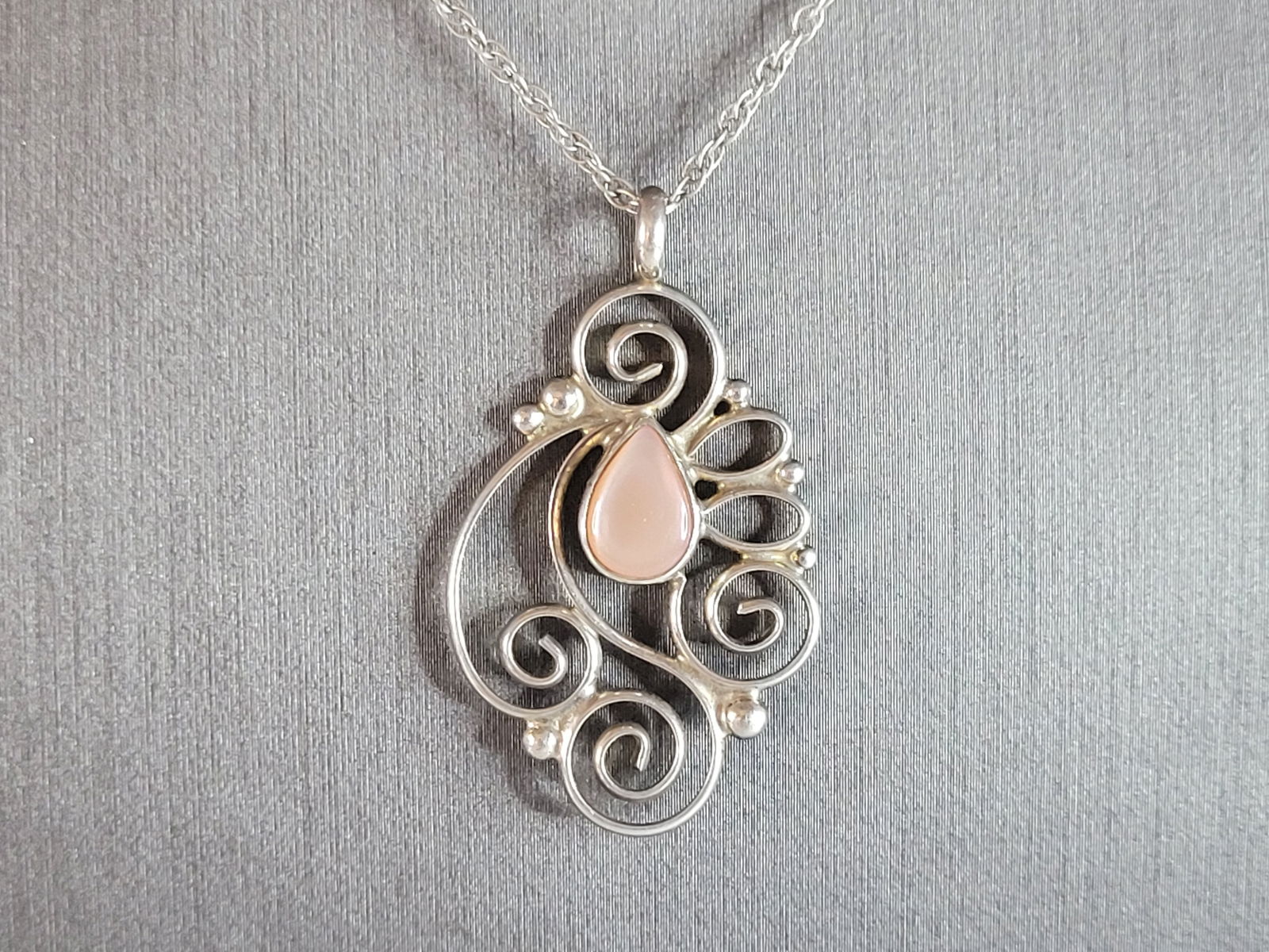 Womens Vintage Estate Sterling Silver Modernist Pendant W/ Necklace (1 of 4)