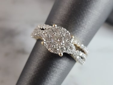 Womens Vintage Estate 14K Yellow Gold Diamond Ring Set