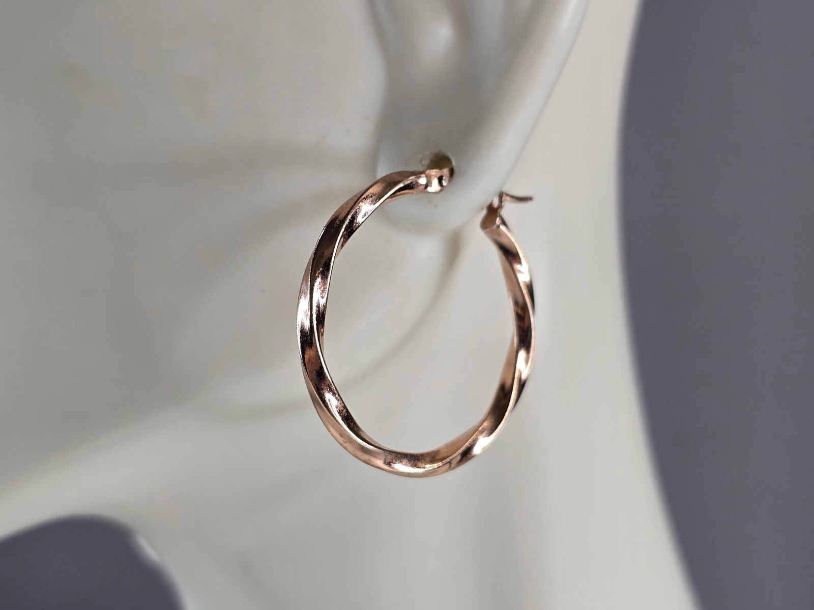 Womens Vintage Estate Sterling Silver Rose Gold Tone Hoop Earrings (1 of 3)