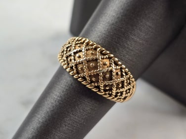 Womens Vintage Estate 10K Yellow Gold Modernist Ring