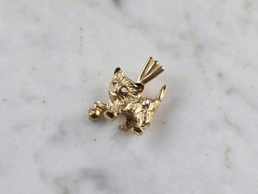 Womens Vintage Estate 14k Gold Kitten Cat Michael Anthony Pendant