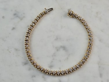 Womens Vintage Estate 14K Gold Diamond Tennis Bracelet
