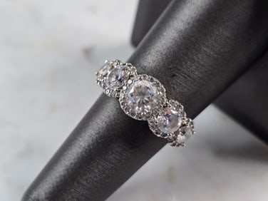 Womens Vintage Estate Sterling Silver CZ Ring