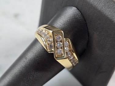Mens Vintage Estate 14K Yellow Gold Frederick Goldman Diamond Ring