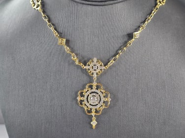 Womens Sterling Silver Gold Tone CZ Pendant Necklace