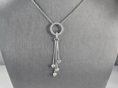 Womens Sterling Silver Modernist CZ Pendant Necklace