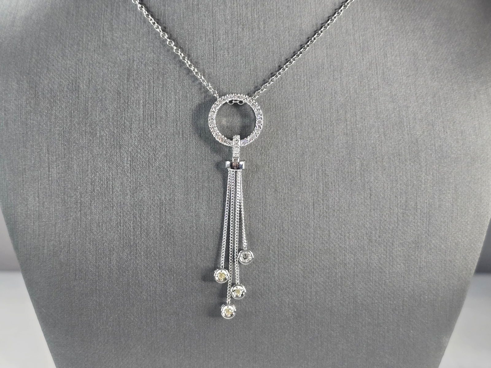 Womens Sterling Silver Modernist CZ Pendant Necklace (1 of 5)