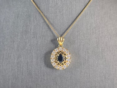 Womens Estate Sterling Silver Gold Tone Modernist Pendant Necklace