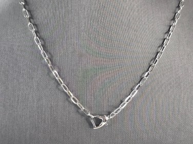 Womens Sterling Silver Heart Necklace