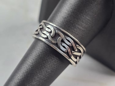 Mens Vintage Sterling Silver Celtic Infinity Waldeck Johnson Ring
