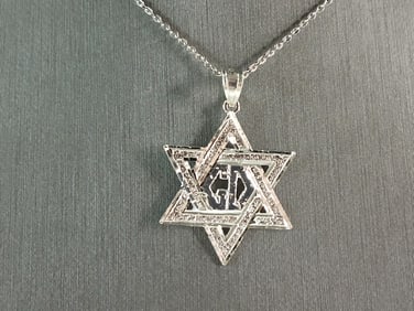 Sterling Silver Jewish Judaica Star of David Pendant Necklace