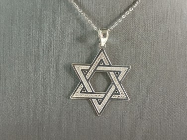 Sterling Silver Jewish Judaica Star of David Pendant Necklace
