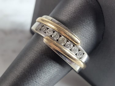 Mens Vintage Estate 14K Mixed Gold Diamond Ring