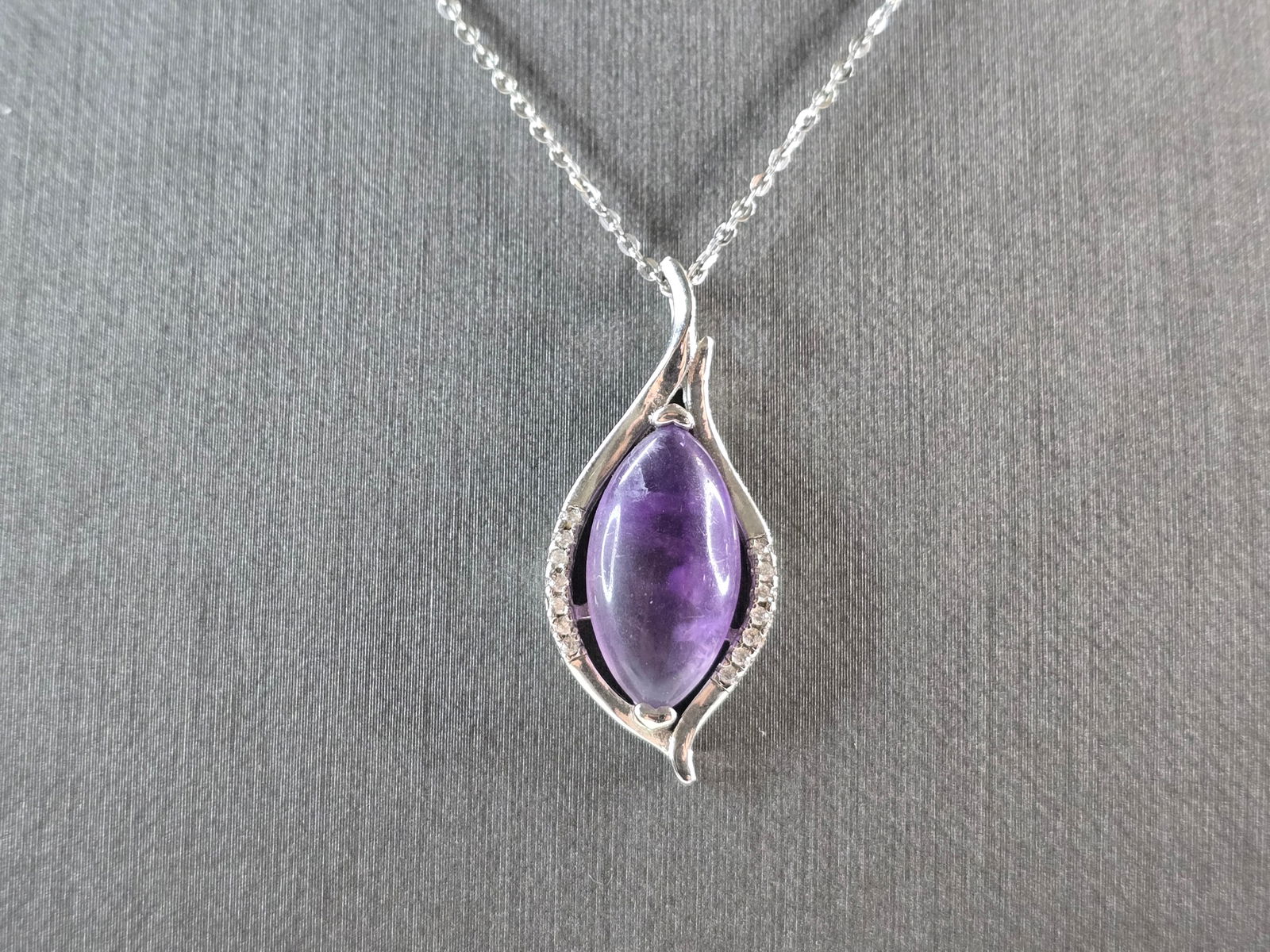 Womens Estate Sterling Silver Amethyst Pendant Necklace (1 of 4)