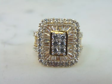 Womens Vintage Estate Gold Tone Sterling Silver CZ Ring