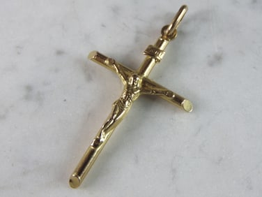Vintage Estate 14K Yellow Gold Religious Cross Pendant