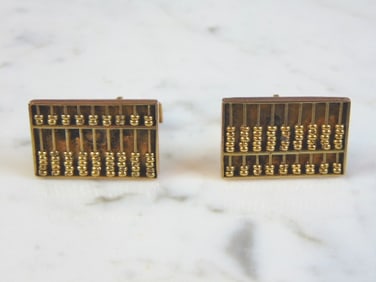 Mens Vintage Estate 14k Yellow Gold Abacus Cufflinks