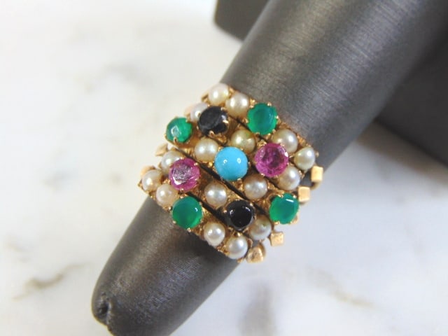 Womens Vintage Estate 14k Yellow Gold Multi-Stone Ring (1 of 4)