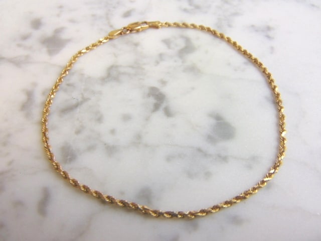 Womens Vintage 14K Yellow Gold Fine Rope Bracelet (1 of 3)