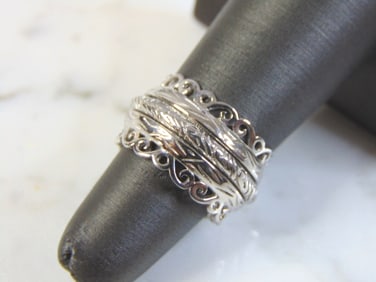 Womens Vintage Estate Sterling Silver Fidget Ring